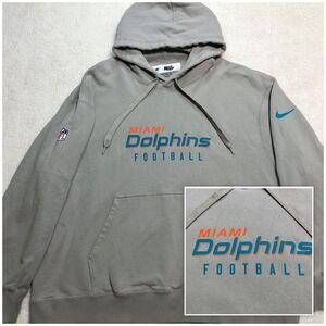 Nike Miami Dolphins Hoodie Sweatshirt Mens 3XL Gray NFL Long Sleeve Center Logo